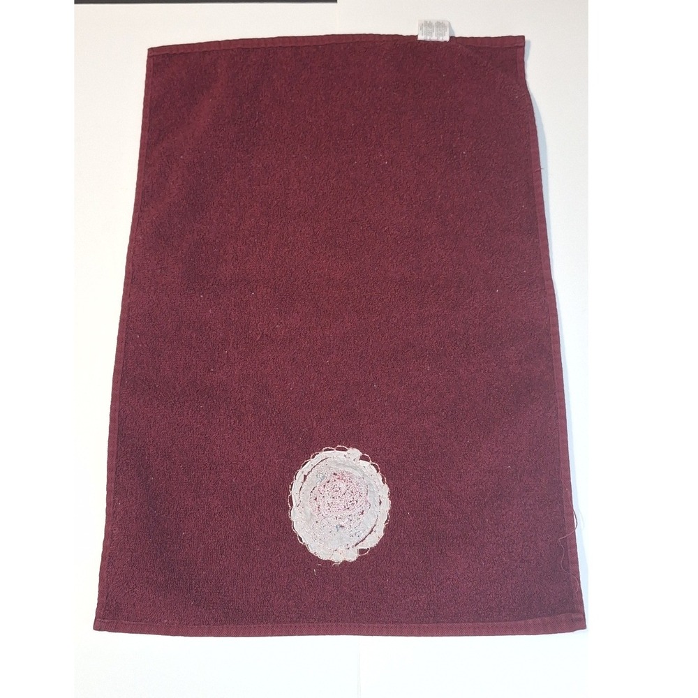 Cannon Vintage Burgundy Towel Set 4pc Pink Rose Floral Applique Cotton Canada - Picture 16 of 16